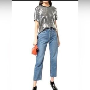 Nicole Miller Artelier Top Tee Size Small GUNMETAL Sequins